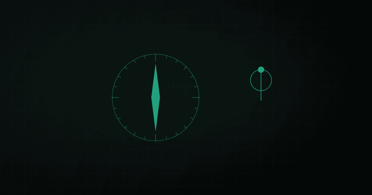 Abstract compass rose rendered in thin glowing lines with a single map pin, faint dotted wayfinding paths radiating outward, no text.