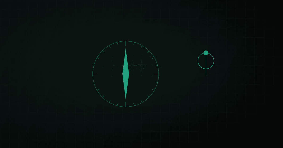 Abstract compass rose with a faint dotted wayfinding path and scattered map-pin outlines, no text.