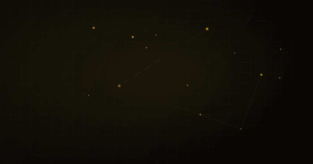 Abstract constellation of faint connected dots and thin lines forming loose geometric clusters across a dark field.
