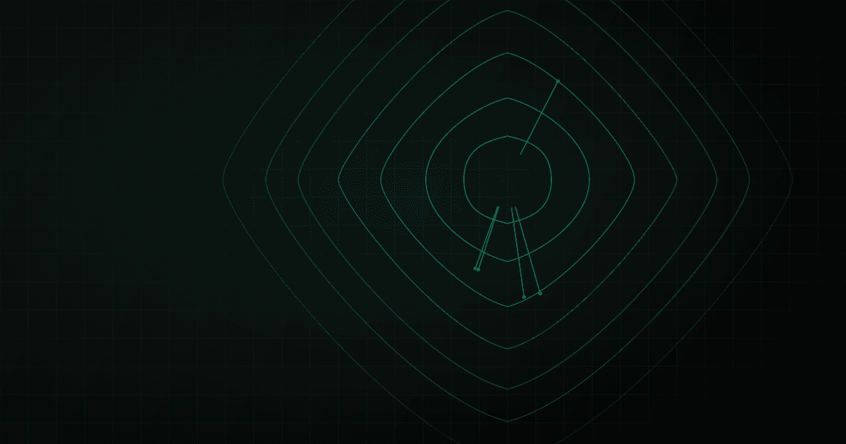 Abstract topographic map with faint contour lines branching into several overlapping paths and thin teal analysis vectors.