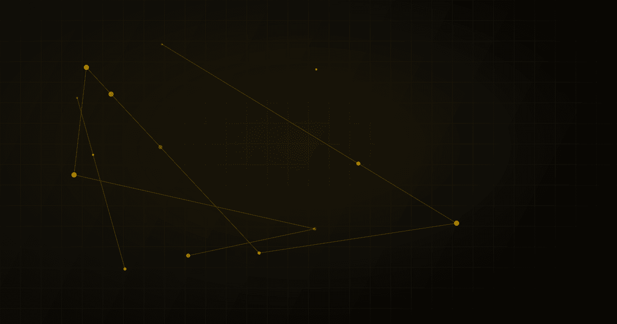 Abstract dotted constellation pattern forming the loose outline of a street grid, thin connecting lines, no text or landmarks.