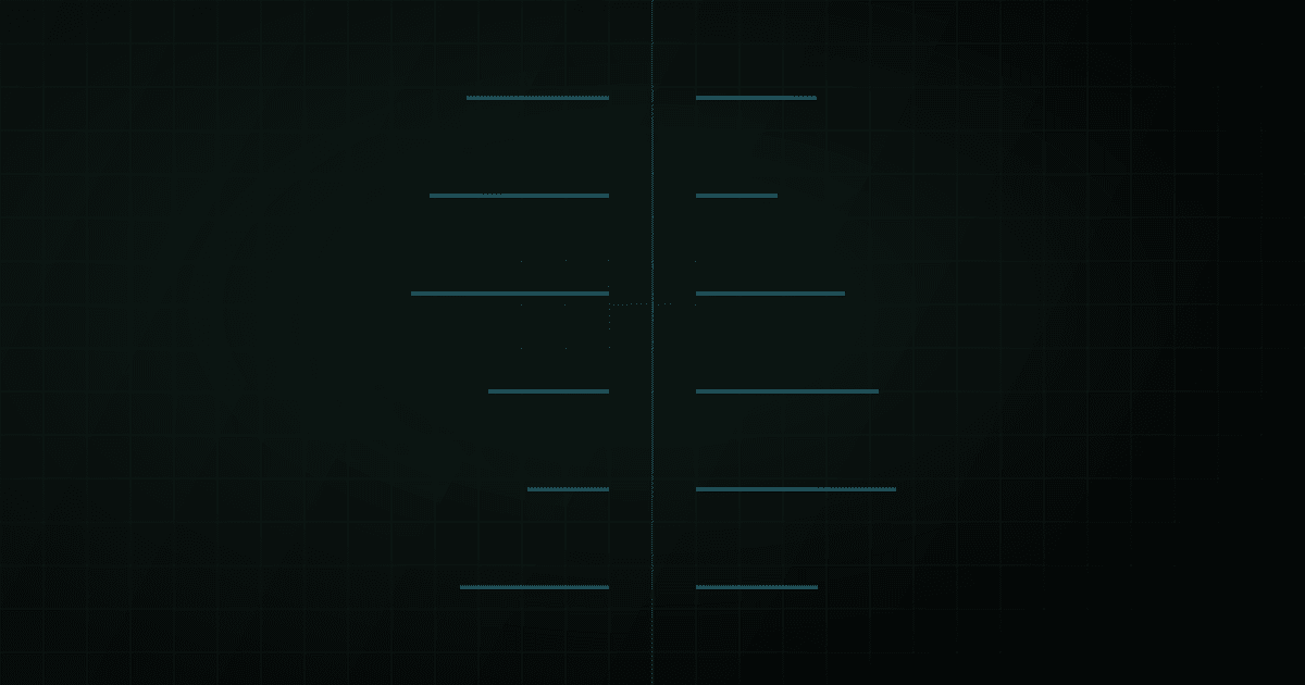 Abstract split panel divided by a thin vertical line, one side a single clean vector trace, the other a tangle of overlapping threads.