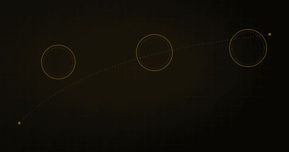 Abstract cluster of faded passport-stamp shapes and thin dashed flight-path lines over a soft gradient, no text.