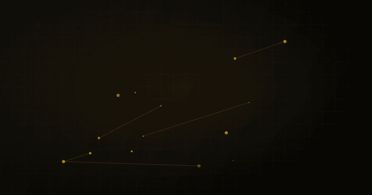 Abstract dark field of faint dotted star-like points loosely forming an open, unfinished constellation pattern.