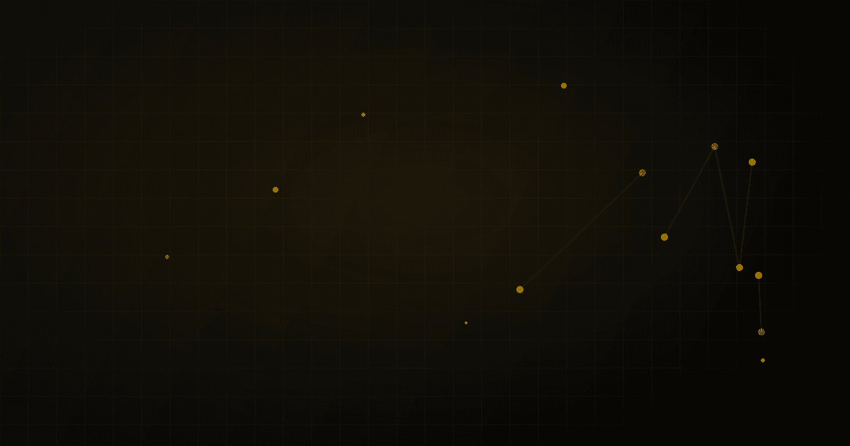 Abstract constellation of faint connected dots and thin diverging lines forming two loosely mirrored clusters.